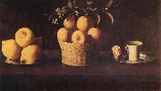 Francisco de Zurbaran Still Life with Lemons,Oranges and Rose oil